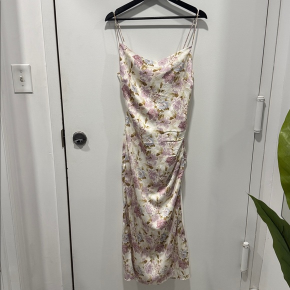 Lulu’s Truest Romance White Floral Print Sleeveless Ruched Midi Dress - Picture 6 of 12